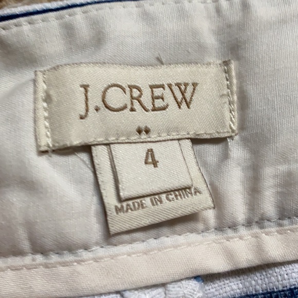 J. Crew White & Blue Cotton/Linen Pleated Shorts - Picture 5 of 6